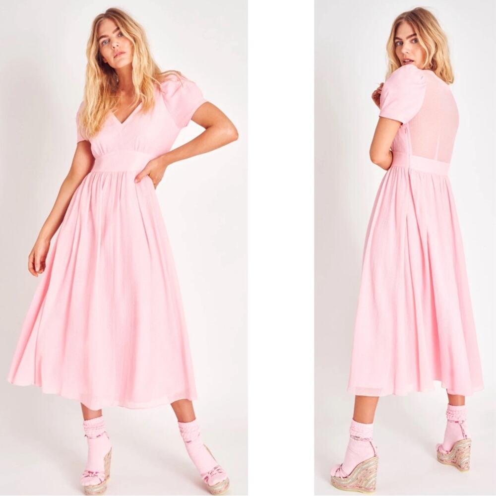 LoveShackFancy Pink Midi Dress